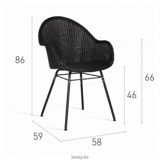 Vincent Sheppard Vincent Sheppard Avril High Back Dining Chair Black Powder Coated Steel A frame Wenge Lloyd Loom.