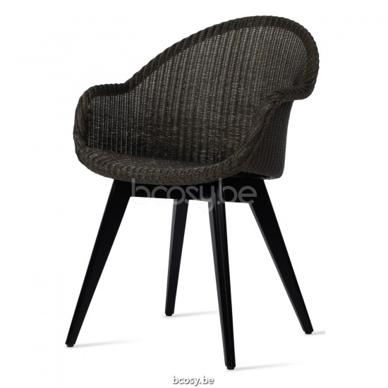 Vincent Sheppard Avril Eetkamerstoel met hoge rug Zwart gebeitst Hardhout frame Wengé Lloyd Loom.