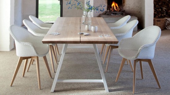 Vincent Sheppard AVRIL HB Chaise - Chêne Avril Chaise de salle à manger avec dossier haut cadre en Bois Chêne naturel Lloyd Loom Neige.