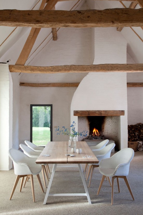 Vincent Sheppard AVRIL HB Chaise - Chêne Avril Chaise de salle à manger avec dossier haut cadre en Bois Chêne naturel Lloyd Loom Blanc pur.