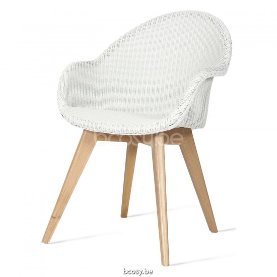 Vincent Sheppard Avril fauteuils chaises avec accoudoirs cadre en Bois Chêne naturel Lloyd Loom Blanc pur.