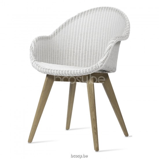 Vincent Sheppard Avril Eetkamerstoel met hoge rug Natuur eiken Hout frame Puur Wit Lloyd Loom.