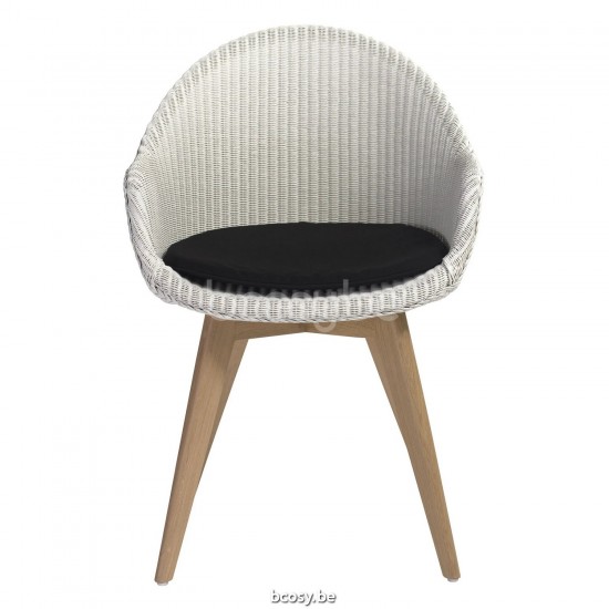 Vincent Sheppard Chaise Avril HB base chêne Avril Chaise de salle à manger avec dossier haut Cadre en Bois Chêne naturel Lloyd Loom Blanc cassé.