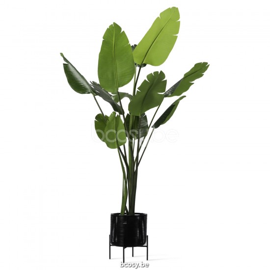 Vincent Sheppard Pot à plante Ivo S Ivo Dia 29x36h Pot de fleurs petit cadre en Acier Noir Cordon en osier Noir Polyéthylène.