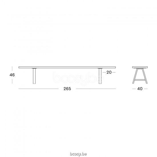 Vincent Sheppard Matteo Bench 265x40 Black Aluminium frame Untreated Teak top.