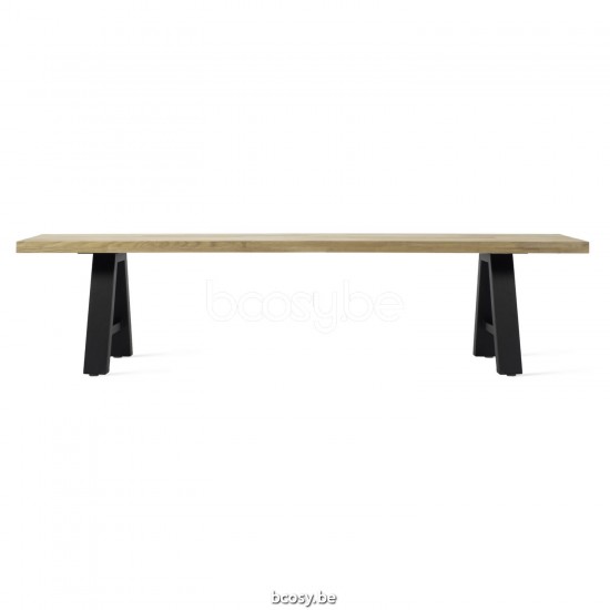 Vincent Sheppard Matteo Bank 265x40 Zwart Aluminium frame Onbehandeld Teak Houten Tafelblad.