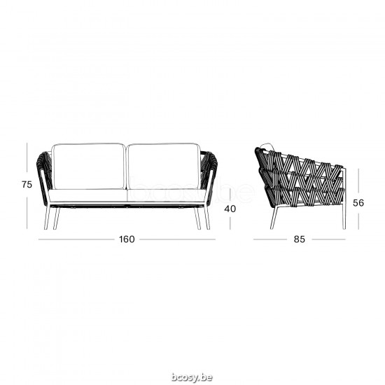 Vincent Sheppard Leo Lounge Sofa Lava Aluminium frame Lava Rope Acrylic.