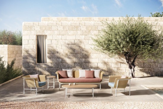 Vincent Sheppard Wicked Canapé lounge 2s Cadre en Aluminium Blanc Tressage Naturel Polyéthylène.