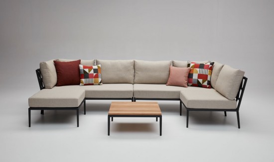 Vincent Sheppard Leo Gartenloungegarnitur Gartencouch Loungegruppe Modulares Eckelement Rahmen aus Lava Aluminium Lava Seil A