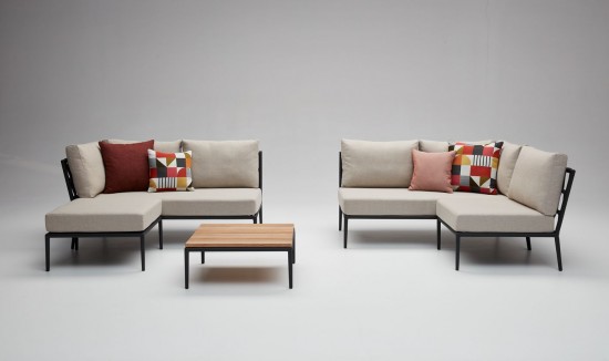 Vincent Sheppard Leo canapés salons de jardin modulables coin cadre en Aluminium Lave Corde Lave Acrylique.