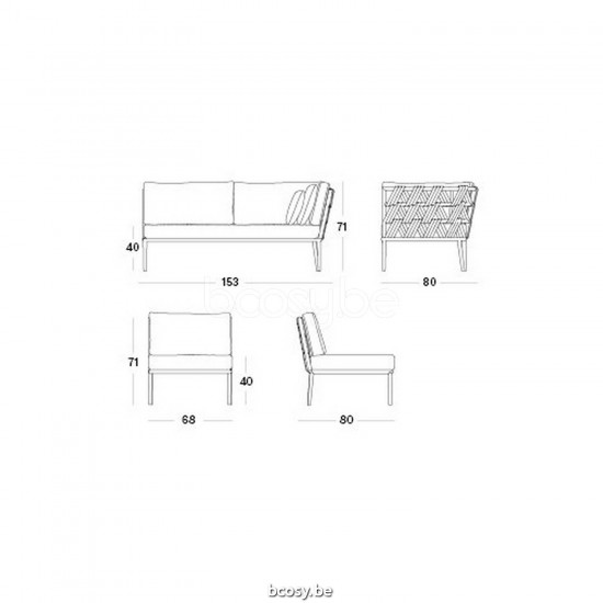 Vincent Sheppard Leo Modular Corner Right Lava Aluminium frame Lava Rope Acrylic.