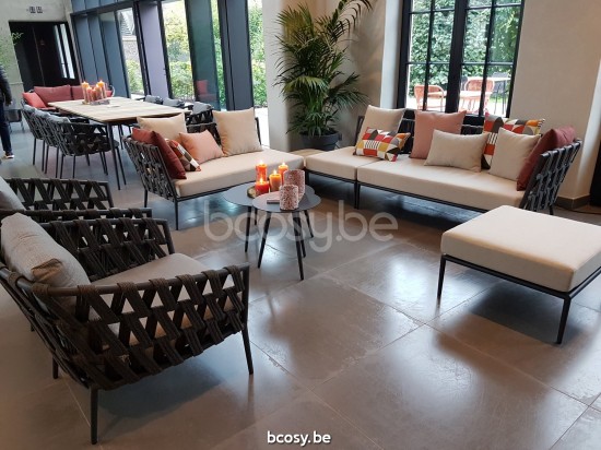 Vincent Sheppard Leo canapés salons de jardin modulables coin cadre en Aluminium Lave Corde Lave Acrylique.