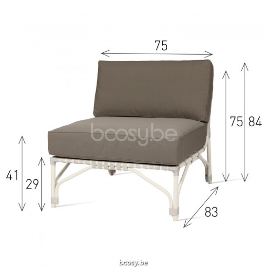 Vincent Sheppard Lucy Modular Center Off White Wicker-rope Polyethylene.