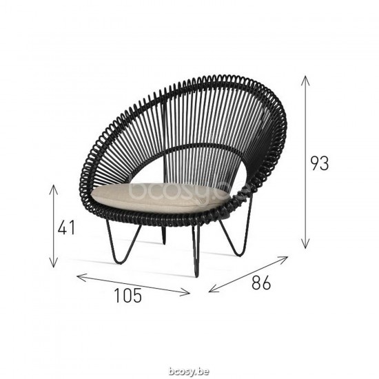 Vincent Sheppard Roy Cocoon Black Steel frame Black Wicker-rope Polyethylene.