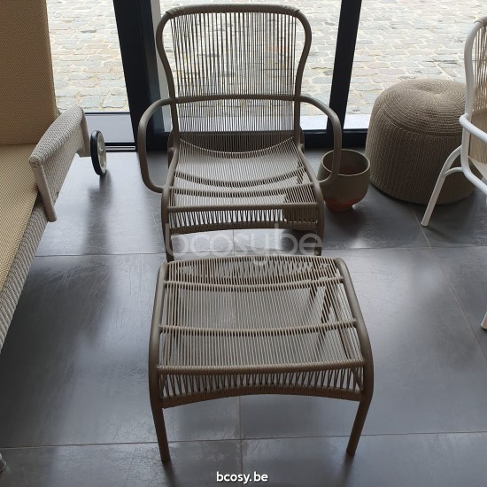 Vincent Sheppard Chaise Loop lounge taupe Loop Fauteuil de repos cadre en Aluminium Taupe Cordon Crocheté Taupe Polypropylène.