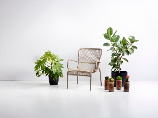 Vincent Sheppard Loop salons de jardin détente 1 place cadre en Aluminium Taupe Cordon Crocheté Taupe Polypropylène.