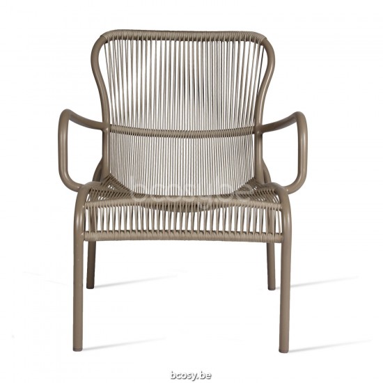 Vincent Sheppard Loop Lounge Stoel Taupe Aluminium frame Taupe Gehaakte Koord Polypropyleen.