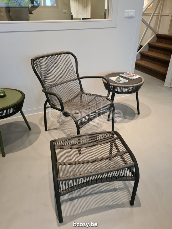 Vincent Sheppard Loop Lounge Stuhl Rahmen aus Fossil Grau Aluminium Fossil Grau Seil Polypropylen.