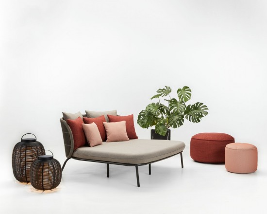 Vincent Sheppard Kodo Doppelter Liegestuhl Rahmen aus Fossil Grau Aluminium Fossil Grau Seil Polypropylen.