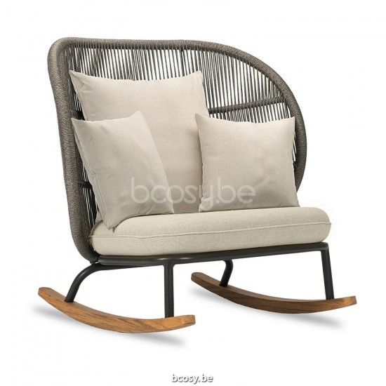 Vincent Sheppard Kodo Chaise à bascule cadre en Aluminium Gris fossile Corde Gris fossile Polypropylène.