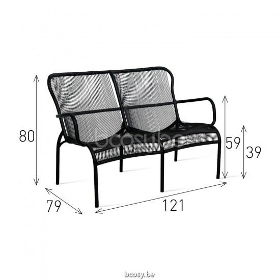 Vincent Sheppard Loop Sofa Black Aluminium frame Black Wicker Polyethylene.