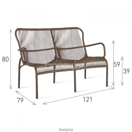 Vincent Sheppard Loop Sofa Taupe Aluminium frame Taupe Crochet Polypropylene.