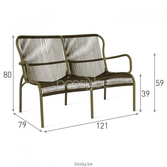 Vincent Sheppard Loop Sofa Fossil Grey Aluminium frame Fossil Grey Rope Polypropylene.