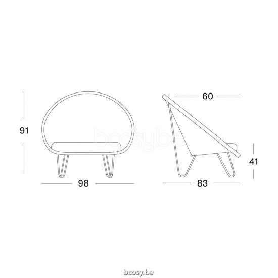 Vincent Sheppard Gipsy Cocoon Black Hairpin Base Black Steel frame Black Wicker Polyethylene.