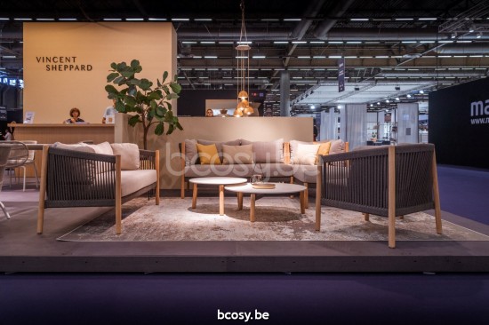 Vincent Sheppard Lento Loungebank 2.5s Rahmen aus Unbehandelt Teakholz Anthrazit-Kohle Seil Polypropylen.