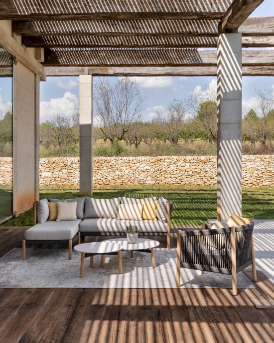 Vincent Sheppard Lento Coin modulaire gauche cadre en Teck Non traité Corde Anthracite-Charbon Polypropylène.