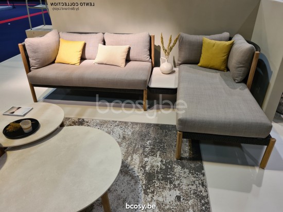 Vincent Sheppard Lento Modulaire chaise longue links Onbehandeld Teak Houten frame.