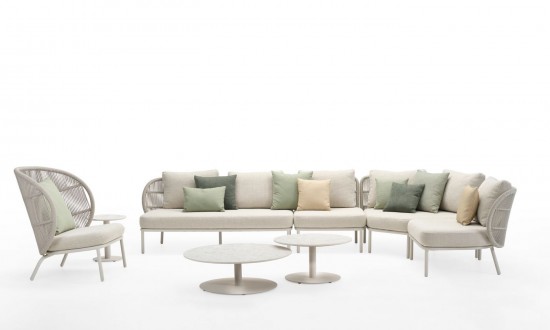 Vincent Sheppard Kodo Modulaire 1 place gauche cadre en Aluminium Blanc dune Corde Blanc dune Polypropylène.