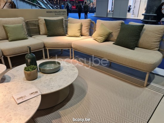 Vincent Sheppard Kodo moduleerbare tuinsalons loungesets Dune White Aluminium frame Dune White Touw Polypropyleen.