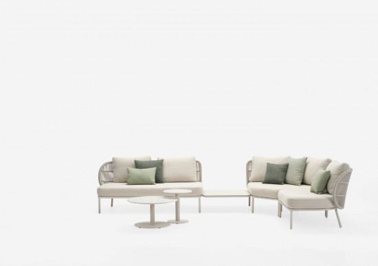 Vincent Sheppard Kodo Gartenloungegarnitur Gartencouch Loungegruppe Modulares Eckelement Rahmen aus Dune Weiß Aluminium Dune 