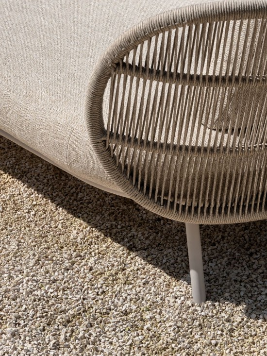 Vincent Sheppard Kodo Chaise longue modulaire gauche cadre en Aluminium Blanc dune Corde Blanc dune Polypropylène.