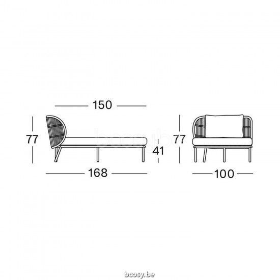 Vincent Sheppard Kodo Modular Chaise Longue Right Dune White Aluminium frame Dune White Rope Polypropylene.