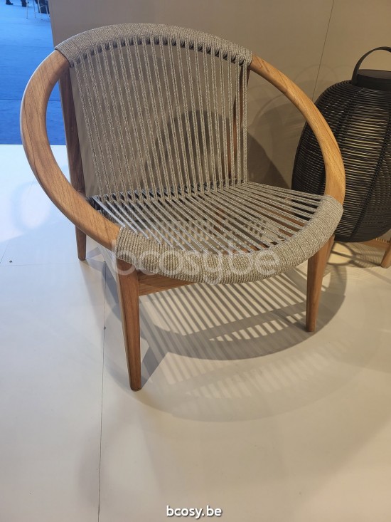 Vincent Sheppard Frida Fauteuil de repos Cadre en Teck non traité Corde Blanc dune Polypropylène.