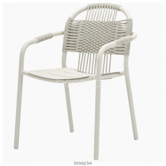 Vincent Sheppard Cleo Armstoel Dune White Aluminium frame Dune White Touw Polypropyleen.
