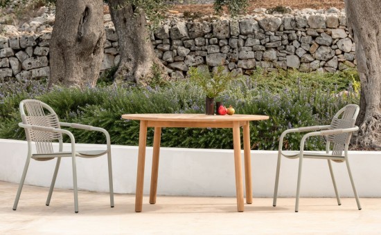 Vincent Sheppard Cleo Tuinstoelen Sage Green Aluminium frame Misty Dots Touw Polypropyleen.