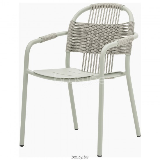 Vincent Sheppard Cleo Armstoel Sage Green Aluminium frame Misty Dots Touw Polypropyleen.