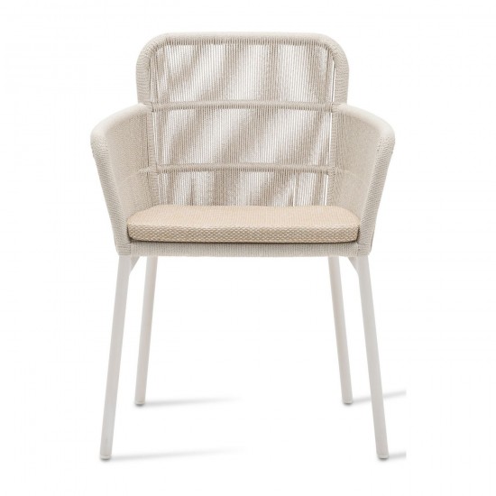 Vincent Sheppard Akari Chaise cadre en Aluminium Blanc dune Corde Flax Polypropylène.