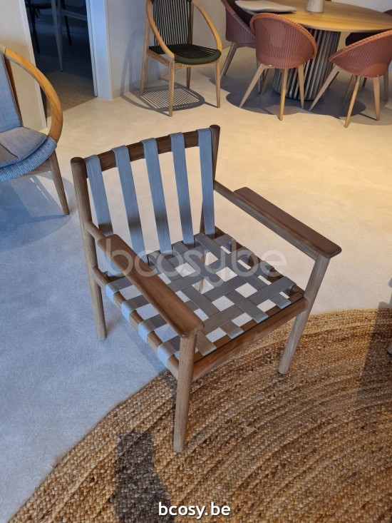 Vincent Sheppard Vincent Sheppard Oda Dining Chair Untreated Teak frame Flax Strap Polypropylene.