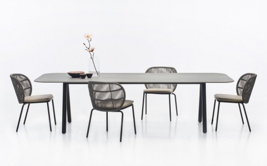 Vincent Sheppard Kodo fauteuils de jardin cadre en Aluminium Gris fossile Corde Gris fossile Polypropylène.