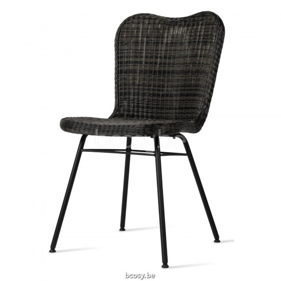 Vincent Sheppard Lena Stoel Zwart Gepoedercoat Stalen A frame Mocca Wicker Polyethyleen.