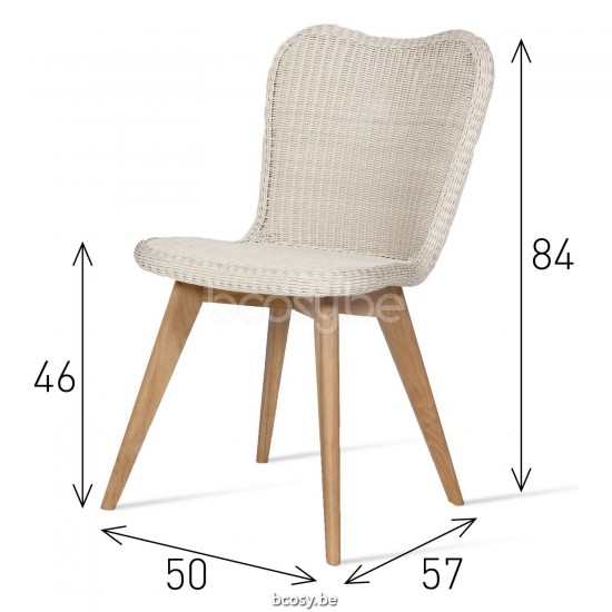 Vincent Sheppard Lena Dining Chair Untreated Teak frame Old Lace Wicker Polyethylene.