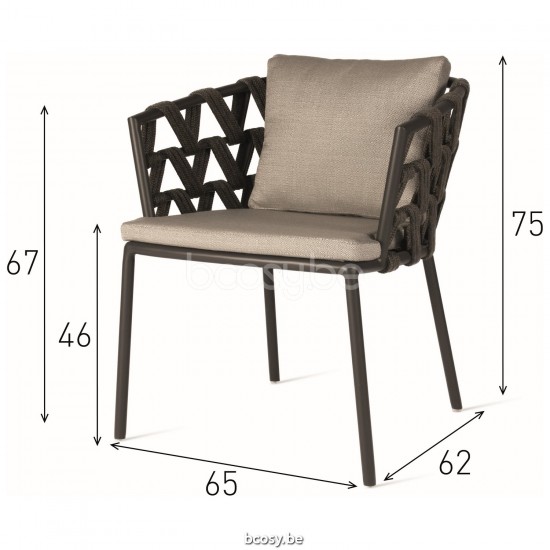 Vincent Sheppard Leo Dining Chair Lava Aluminium frame Lava Rope Acrylic.
