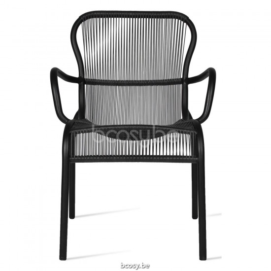 Vincent Sheppard Loop Stoel Zwart Aluminium frame Zwart Wicker Polyethyleen.