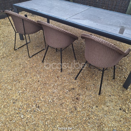 Vincent Sheppard Edgard fauteuils de jardin avec accoudoirs cadre en Acier A Revêtement en poudre noir Tressage Mocca Polyéth