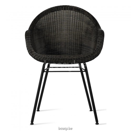 Vincent Sheppard Edgard Stoel Zwart Gepoedercoat Stalen A frame Mocca Wicker Polyethyleen.