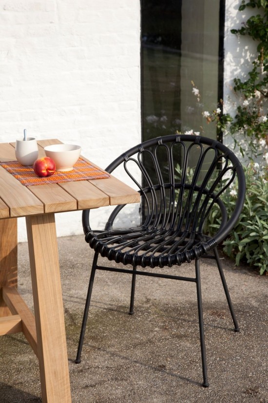 Vincent Sheppard Roxanne Tuinstoelen Zwart Stalen frame Zwart Wicker koord Polyethyleen.